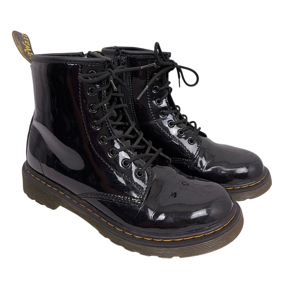 Dr Martens Goth Grunge Patent Leather Casual Side Zip Ankle Boot Girl's Size 4